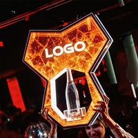 Présentoir à bouteilles LED avec logo personnalisé, support lumineux en acrylique pour vin, forme irrégulière, accessoire de service VIP pour boîte de nuit