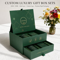Boîte cadeau rigide haut de gamme personnalisée, doublée de velours, avec couvercle métallique, fermeture magnétique, insert en mousse, couleur personnalisée pour ensemble de crèmes de beauté et de soins de la peau