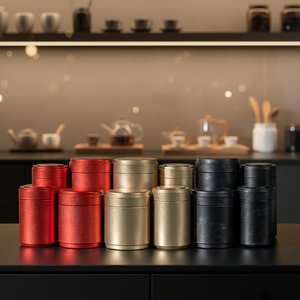 Barattoli Rotondi in Latta Opaca a 2 Coperchi Ermetici per Alimenti, Ideali per Caffè in Grani, Tè in Polvere, Snack, Cioccolatini - Scatola in Metallo per Tè - Product Image 1