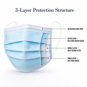 <span class=keywords><strong>Masques</strong></span> respiratoires jetables Skypro SM130 pour trois joueurs, avec pince-nez réglable, <span class=keywords><strong>en</strong></span> <span class=keywords><strong>tissu</strong></span> non tissé, noir et bleu, offrant une utilisation pratique - Product Image 2
