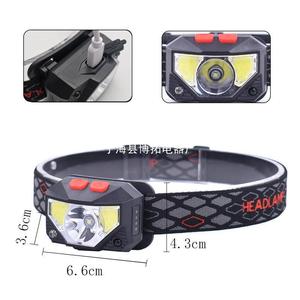 Linterna frontal Led Cob con doble fuente de luz, batería recargable para acampar al aire libre con función de atenuación, luz blanca, carga USB - Product Image 2