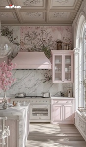 Meuble <span class=keywords><strong>de</strong></span> <span class=keywords><strong>cuisine</strong></span> blanc classique français sur mesure avec garniture dorée, vitrine en verre et <span class=keywords><strong>plan</strong></span> <span class=keywords><strong>de</strong></span> <span class=keywords><strong>travail</strong></span> en marbre pour projet <span class=keywords><strong>de</strong></span> villa australienne - Product Image 6