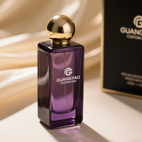 Bouteille de parfum de haute qualité en verre vide 30ml 50ml 100ml bouteille de parfum de luxe violet couvercle en or avec boîte