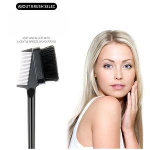 Peigne à queue de rat double face en acier inoxydable OEM pour sourcils, brosse de contrôle des bords 3-en-1 personnalisée - Product Image 6