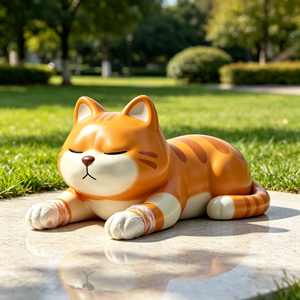 Figura de <span class=keywords><strong>Gato</strong></span> de Resina, Color Naranja, Durmiente, Adorno Artesanal de Animal Bonito, Personalizable en Color, Tamaño y Material para Decoración del Hogar - Product Image 3