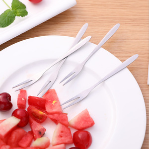 Stainless Steel Fruit <b>Fork</b> Two Pronged <b>Dessert</b> <b>Fork</b> For Fruit Cake Pastry Household Use - Product Image 1