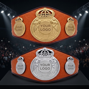 Cinturón de Campeonato de Boxeo de Cuero Personalizado con Logotipo, Equipo de Entrenamiento de Artes Marciales Unisex, Naranja, Dorado, Plateado - Product Image 2
