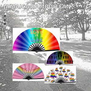 Abanico Plegable de Bambú Tallado con la Bandera de Jamaica de 13 Pulgadas, Precio de Fábrica, para Carnaval, Artesanía Decorativa de Bambú - Product Image 2