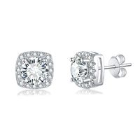 Boucles d'oreilles clous classiques en moissanite taille 1 carat, plaqué or, coupe brillante ronde, en argent S925, prix de gros Starsgem