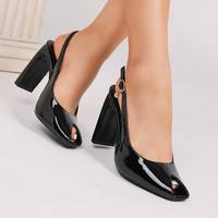 Sandales à talons hauts pour femmes, style peep toe, design original, talon épais, chaussures à talons pour l'automne