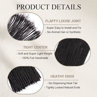Extensions de dreadlocks brésiliennes Remy Afro Kinky faites à la main, douces, noires naturelles, vraies locs pour tresses au crochet