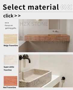 Hzx Chất lượng cao đá tự nhiên đá cẩm thạch Vanity đầu bồn rửa mộc mạc travertine cho nhà bếp Countertop và phòng tắm cho trang trí nội thất - Product Image 6