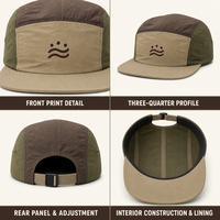 Casquette de camping noire non structurée avec logo personnalisé, motif sérigraphié, surpiqûres ton sur ton, respirante, à flux d'air, pliable, vierge