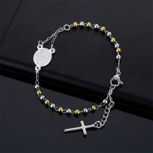 Pulseras Religiosas de Acero Inoxidable 316L, Chapadas en Oro de 14k y 18k, con Cuentas Católicas y Dijes, Pulsera de Rosario para Hombre y Mujer - Product Image 3