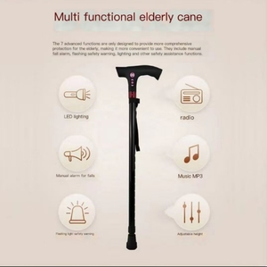 Bastón DE ASISTENCIA negro Bastones de senderismo Bastón de confianza con luz LED - Product Image 2