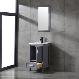 Meuble-lavabo autoportant en bois massif, moderne et écologique, avec miroir encadré, vasque en céramique, résistant à l'eau, style ferme, pour atelier - Product Image 3