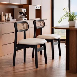 Sedia <span class=keywords><strong>e</strong></span> Sgabello da Pranzo in Legno Stile Nordico per Casa <span class=keywords><strong>e</strong></span> Tempo Libero con Rivestimento in Pelle <span class=keywords><strong>e</strong></span> Funzione di Smontaggio - Product Image 3