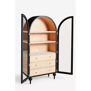 Meubles de salon de luxe faits à la main de style milieu du siècle porte en verre dessus en marbre <span class=keywords><strong>armoire</strong></span> de <span class=keywords><strong>rangement</strong></span> à trois tiroirs - Product Image 3