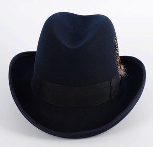 A111802 Chapeau Homburg Jazz en feutre 100% laine avec ruban et plume, unisexe, décontracté, toutes saisons - Product Image 3