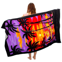 Serviette de plage et de piscine en velours doux surdimensionnée pour adultes, 100% coton, à poils coupés, imprimée réactif, vente en gros, logo personnalisé, direct usine