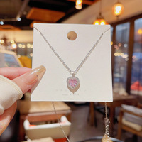Nouveau collier ras-du-cou en cuivre de style coréen, avec pendentif cœur rose doux et zircon, pour femme, luxe léger, haut de gamme, tendance