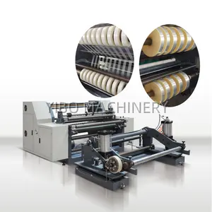 Máquina de corte e rebobinamento de rolo de papel/filme plástico enorme com PLC e acionamento duplo