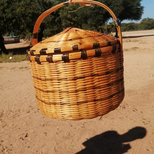 Panier de rangement en bambou tissé à la main, couleur naturelle, bac durable pour jouets, livres et vêtements - Product Image 1