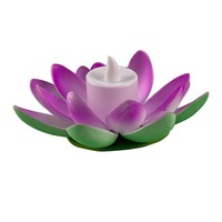 Lilin Led tanpa api bunga Lotus mengambang Mini 15cm lampu harapan luar ruangan