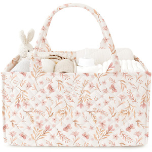Panier de maternité portable, sac à langer de voyage, organiseur de couches à fleurs, organiseur multifonctionnel pour maman et bébé - Product Image 1