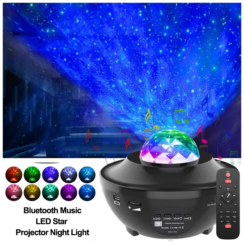 BOKUN-Lámpara de proyección con control remoto, proyector LED de cielo, galaxia, estrella estrellada, luz nocturna