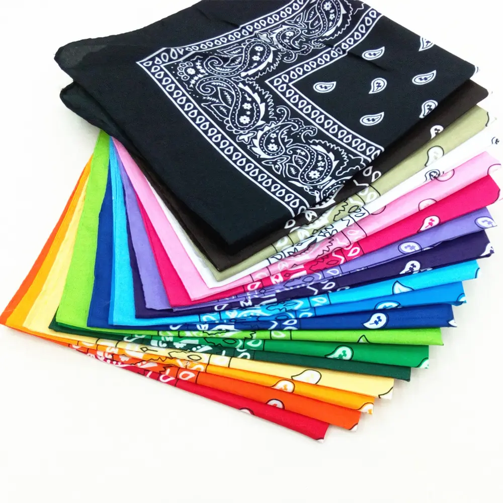 Square Bandana Günstige hochwertige Baumwolle Polyester Kopf bedeckung Haar Bandana mit benutzer definierten Logo gedruckt Bandana Schal
