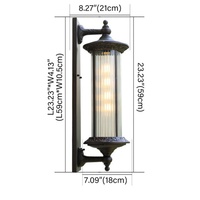 Applique murale extérieure cylindrique moderne classique en aluminium noir simple avec verre, étanche, pour entrée - Vente en gros