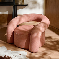 Fauteuil de loisirs incurvé en tissu bouclé velours, design italien moderne, doux et portable, pour salle à manger, maison, villa, appartement, salon