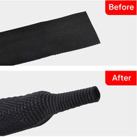 Gaine thermorétractable protectrice en tissu polyester tressé noir de 10 mm, rapport de rétraction 2:1