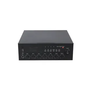 4-16 Ohm, 70V, 100V Mélangeur Amplificateur de Puissance Conseil PA Musique avec USB, Tuner FM, Bluetooth et 12VDC Batterie de Secours pour La Maison Audio