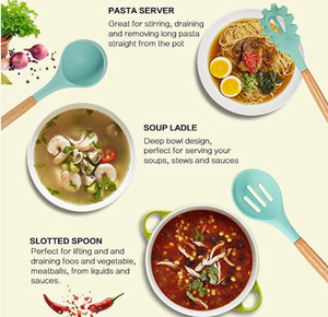 الغذاء الصف 12 قطعة سيليكون أدوات المطبخ الجملة الطبخ إناء مجموعة مع تخزين دلو - Product Image 5