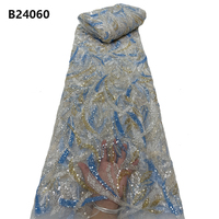 Tissu en dentelle brodée CHOCOO à prix de gros pour femmes, tissu en dentelle africaine OEM gris à sequins