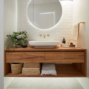 American Style l Shaped Tray Tops Mirror Solid Wood Bathroom <strong>Vanity</strong> With <strong>Vanity</strong> <strong>Case</strong> - Product Image 1