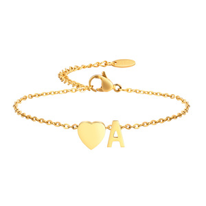 Bracelet à breloques en acier inoxydable <span class=keywords><strong>Aimee</strong></span> avec initiale en forme de cœur, plaqué or 18 carats, hypoallergénique, sans nickel, bijoux tendance pour - Product Image 1