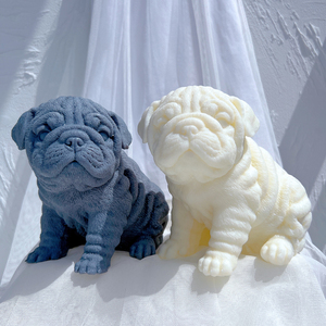 Moule à bougie en silicone pour bougies en cire de soja, motif chiot bouledogue, pour les amoureux des chiens, décoration d'intérieur - Product Image 1