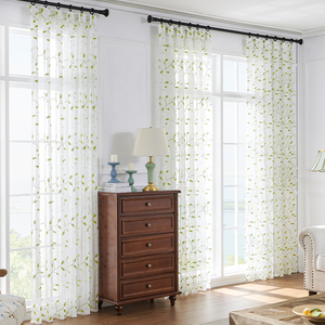 <span class=keywords><strong>Tende</strong></span> in Chiffon semitrasparente ricamate con foglie <span class=keywords><strong>verdi</strong></span> in Tulle bianco <span class=keywords><strong>tende</strong></span> per finestre in Voile pannelli per camera da letto soggiorno a casa - Product Image 2