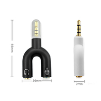 Adaptateur audio en PVC plaqué or en forme de U, répartiteur casque-micro pour haut-parleur et ordinateur, en stock