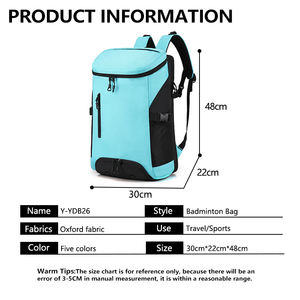 Теннисная сумка на заказ, рюкзак для теннисной ракетки, сумка для бадминтона, подкладочная сумка для пиклбола, спортивный рюкзак для активного отдыха, водонепроницаемая сумка для бадминтона - Product Image 5