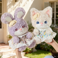 Peluche personnalisable chat lapin mignon kawaii, jouet en peluche doux avec robe florale et chapeau, décoration de chambre, cadeau d'anniversaire