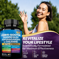 Vente en gros de 60 capsules d'ashwagandha, de magnésium, de L-théanine, de crinière de lion, complément de santé tout-en-un, extrait de plantes, 13 en 1 capsules