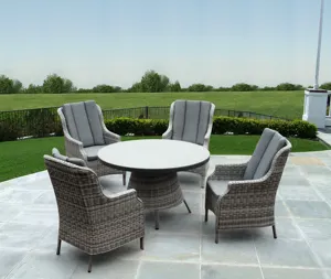 Attan-Mesa tejida de mimbre para exterior, conjunto de muebles para jardín y restaurante