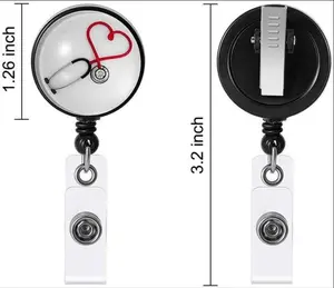 Infermiera medico Premium ruotato porta Badge Yoyo girevole cinturino trasparente Cartoon ID Card Badge Reels con Clip a coccodrillo