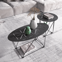 Ensemble de table basse extensible élégante, moderne et minimaliste avec plateau en verre et structure en acier pour salon