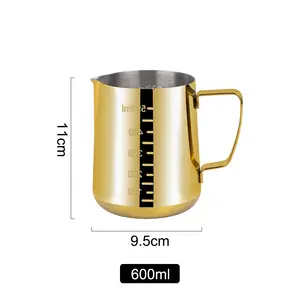 Espresso buharda sürahi paslanmaz çelik 12oz 20oz 32oz 50oz 66oz buharda sürahi her iki tarafta süt köpürtücü fincan ölçümleri