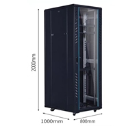 Armoire serveur élargie de 2 mètres, 2040*800*1000 mm, construction en acier SPCC avec revêtement en poudre et porte en verre trempé, en stock.